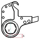 超薄中空式液壓扭矩扳手工作頭數(shù)據(jù)表示意圖